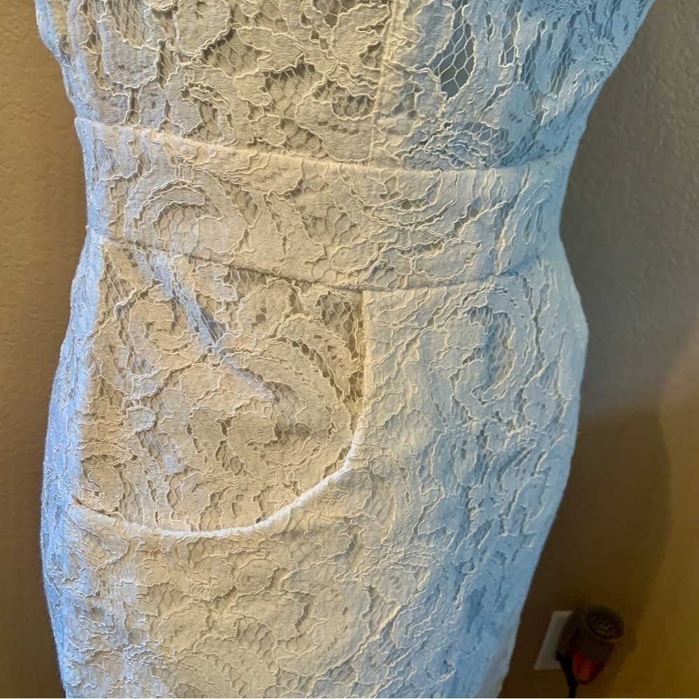 NEW Tart Lace Mini Dress White Small Sleeveless Front Pockets Back Zipper Boho - Picture 9 of 16